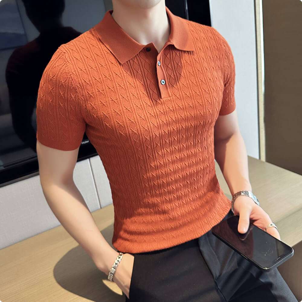 Knitra™ Slim-Fit Textured Polo Shirt